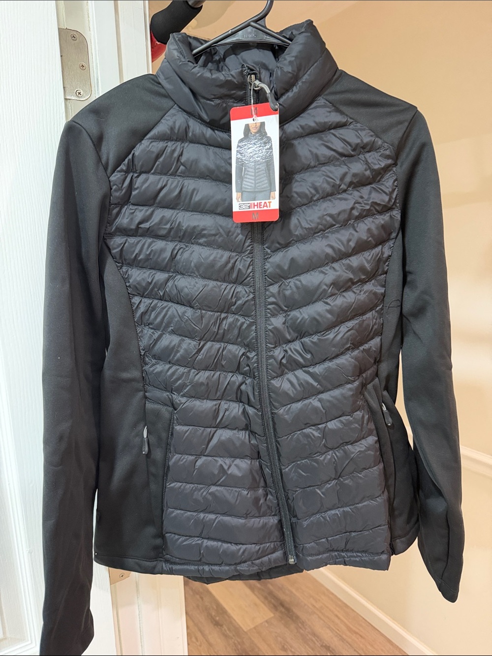 32 Degrees Black Women's Hybrid Puffer Jacket